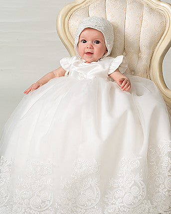 Sarah Louise - Silk Christening gown, ivory, 6 months 001144 | Betty McKenzie