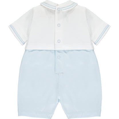 Emile et Rose - Baby boy pale blue  and white romper with hat, 7299 Wilson | Betty McKenzie
