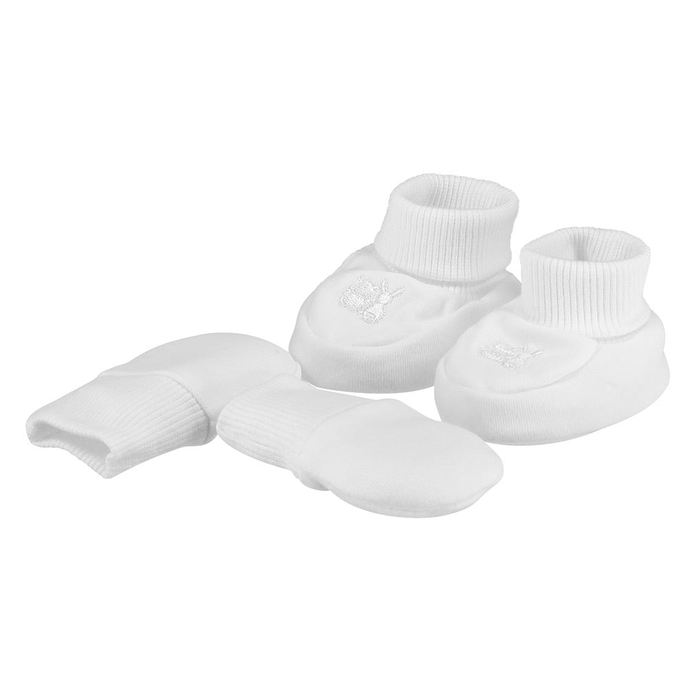 Emile et Rose - Baby Hat, Mitt & Bootie Gift Set, Nox WHITE | Betty McKenzie