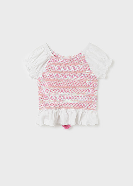Mayoral, Tops, Mayoral - White and pink sun top, 6049