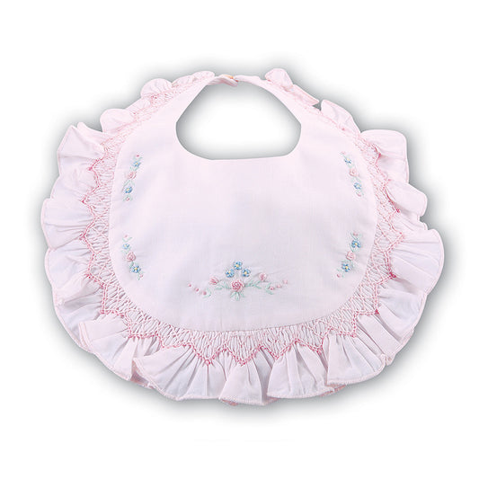 Sarah Louise - Smocked Baby bib 003307P available in 3 colours | Betty McKenzie